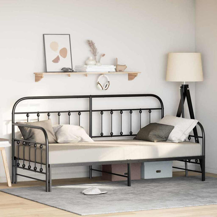 Cadru de pat de zi Negru 100 x 200 cm Oțel vopsit electrostatic - WALTI WALTI