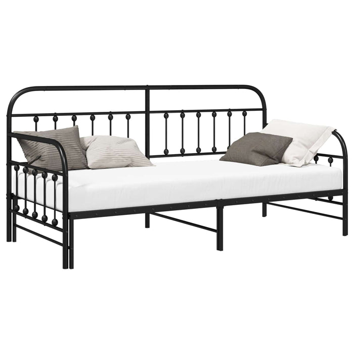 Cadru de pat de zi Negru 100 x 200 cm Oțel vopsit electrostatic - WALTI WALTI