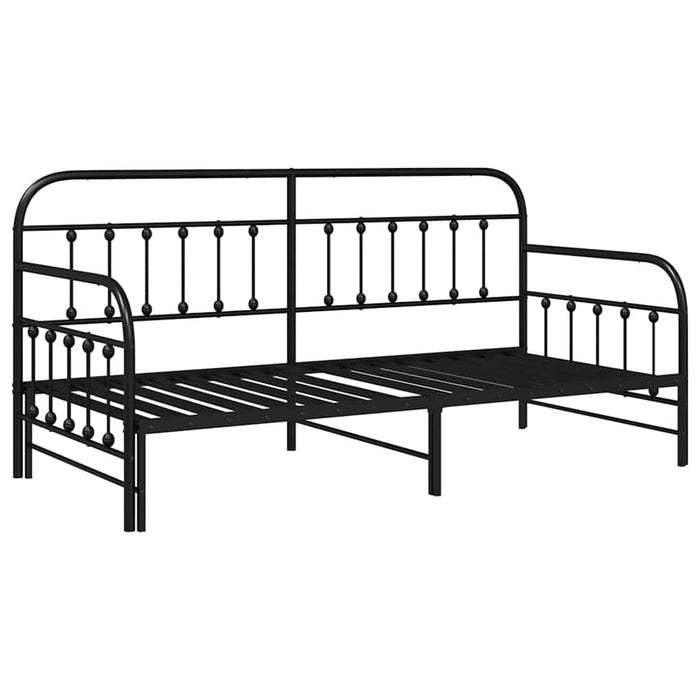 Cadru de pat de zi Negru 100 x 200 cm Oțel vopsit electrostatic - WALTI WALTI