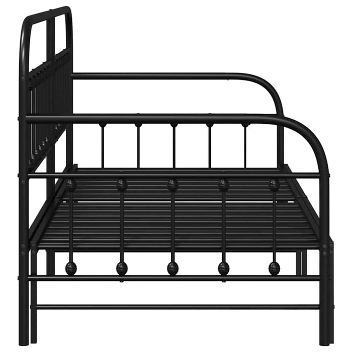 Cadru de pat de zi Negru 100 x 200 cm Oțel vopsit electrostatic - WALTI WALTI