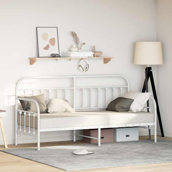Cadru de pat de zi Alb 75 x 190 cm Oțel vopsit electrostatic - WALTI WALTI