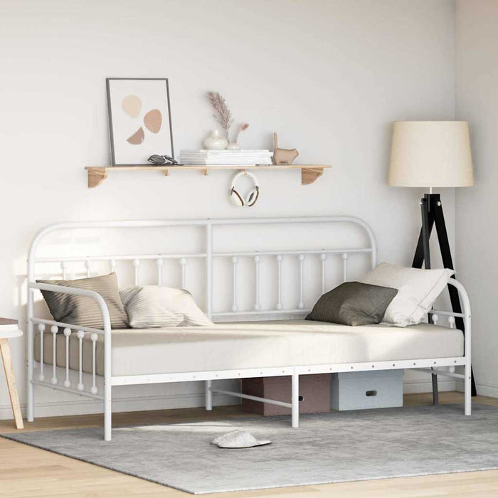 Cadru de pat de zi cu headboard Alb 100 x 200 cm Oțel - WALTI WALTI