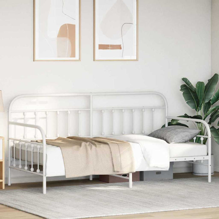 Cadru de pat de zi cu headboard Alb 107 x 203 cm Oțel - WALTI WALTI