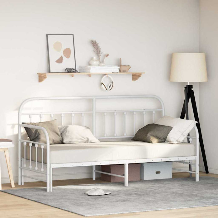 Cadru de pat de zi cu headboard Alb 75 x 190 cm Oțel - WALTI WALTI