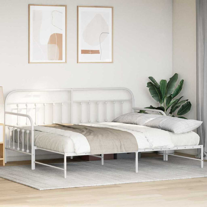 Cadru de pat de zi cu headboard Alb 90 x 200 cm Oțel - WALTI WALTI