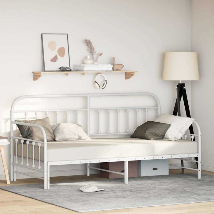 Cadru de pat de zi cu headboard Alb 100 x 190 cm Oțel - WALTI WALTI