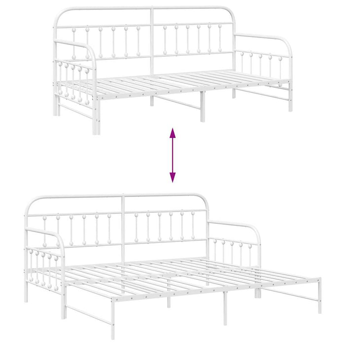 Cadru de pat de zi cu headboard Alb 100 x 190 cm Oțel - WALTI WALTI