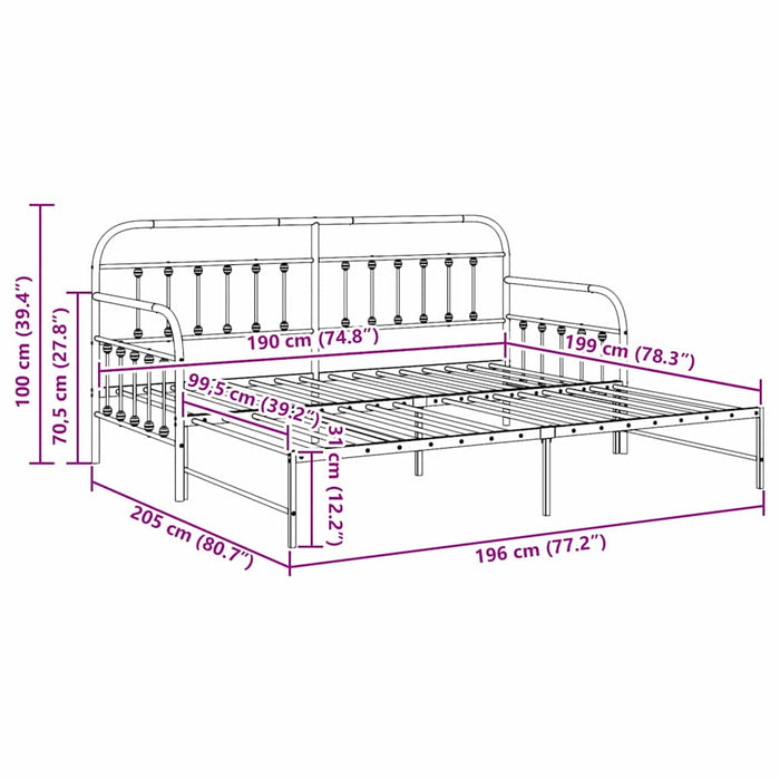 Cadru de pat de zi cu headboard Alb 100 x 190 cm Oțel - WALTI WALTI