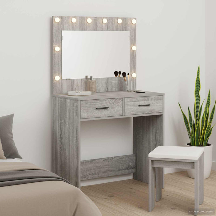 Birou de Toaletă sonoma gri 78,5 x 41 x 135 cm Lemn compozit - WALTI WALTI