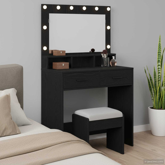 Masă de Machiaj Stejar Negru 79 x 41 x 135 cm Lemn compozit - WALTI WALTI