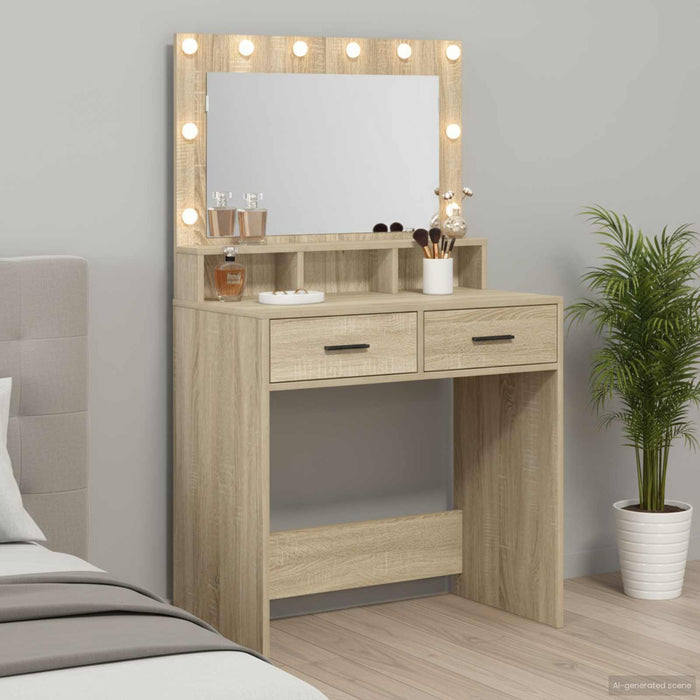 Masă de Machiaj Stejar Sonoma 79 x 41 x 135 cm Lemn compozit - WALTI WALTI