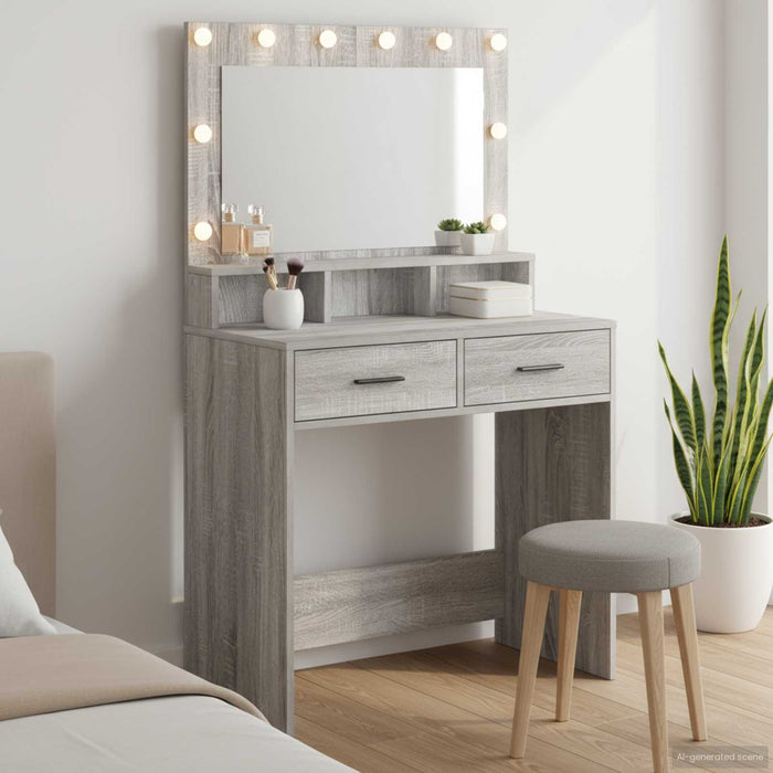 Masă de Machiaj Gri Sonoma 79 x 41 x 135 cm Lemn compozit - WALTI WALTI