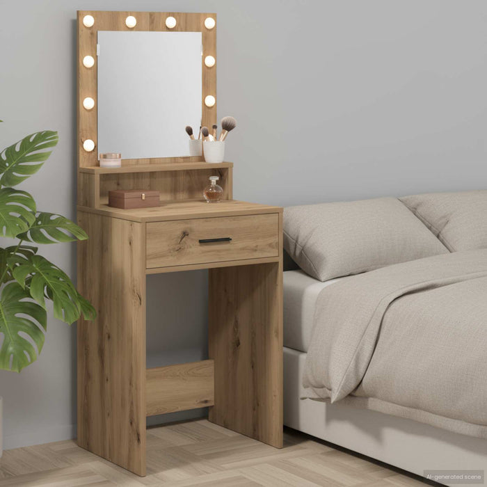 Masă de Machiaj Stejar Artizanal 50 x 41 x 135 cm Lemn compozit - WALTI WALTI