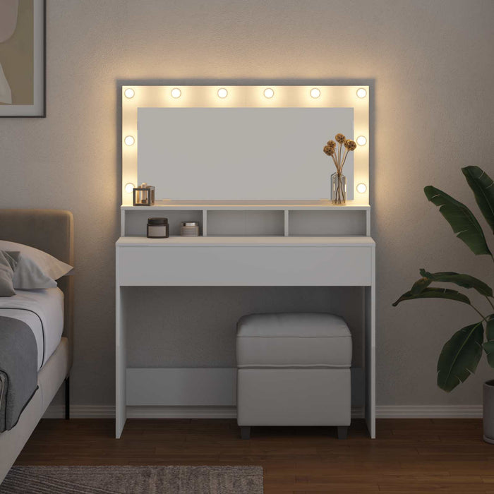Masă de Machiaj cu raft Alb 100 x 41 x 135 cm Lemn compozit - WALTI WALTI