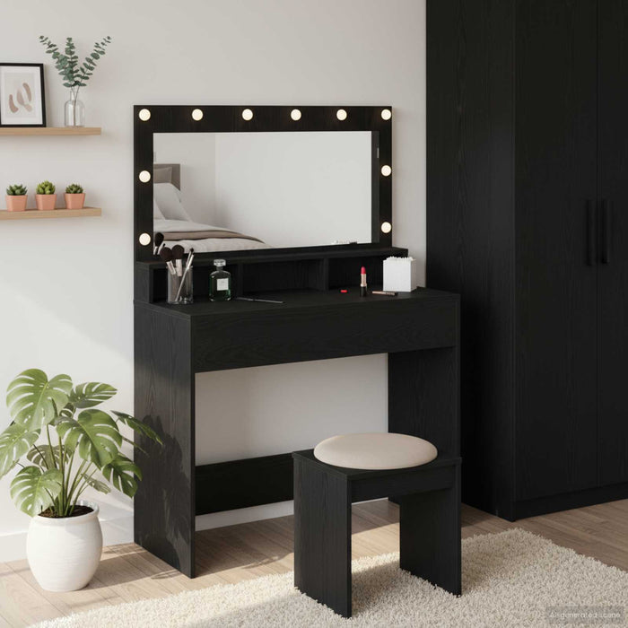 Masă de Machiaj Stejar Negru 100 x 41 x 135 cm Lemn compozit - WALTI WALTI