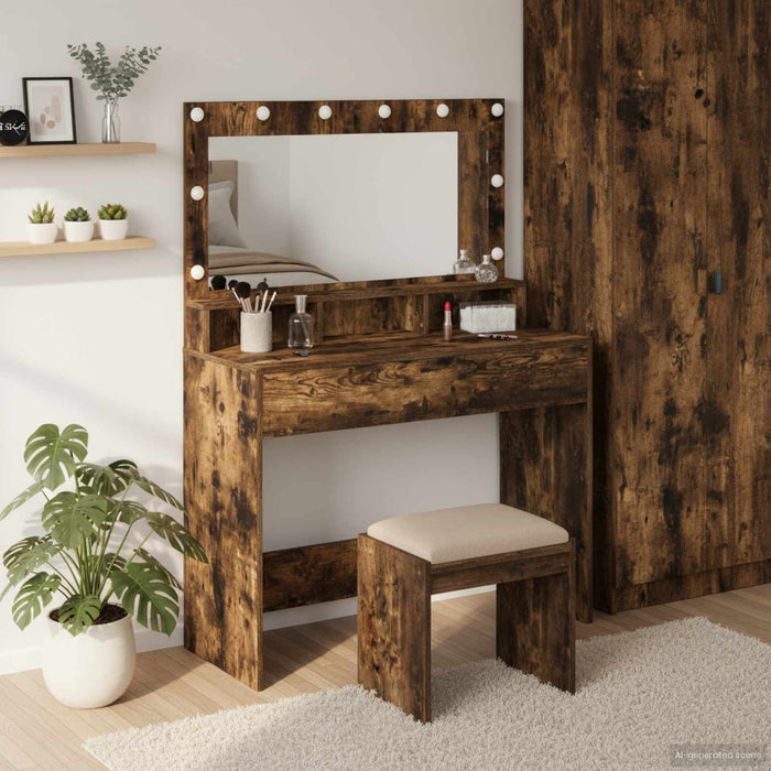 Masă de Machiaj Stejar fumuriu 100 x 41 x 135 cm Lemn compozit - WALTI WALTI