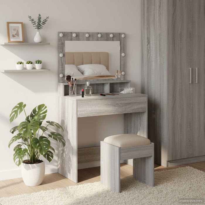 Masă de Machiaj Gri Sonoma 75,5 x 41 x 135 cm Lemn compozit - WALTI WALTI