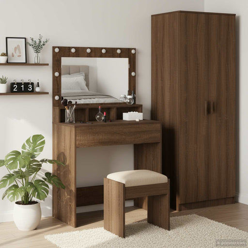 Masă de Machiaj Stejar închis 75,5 x 41 x 135 cm Lemn compozit - WALTI WALTI