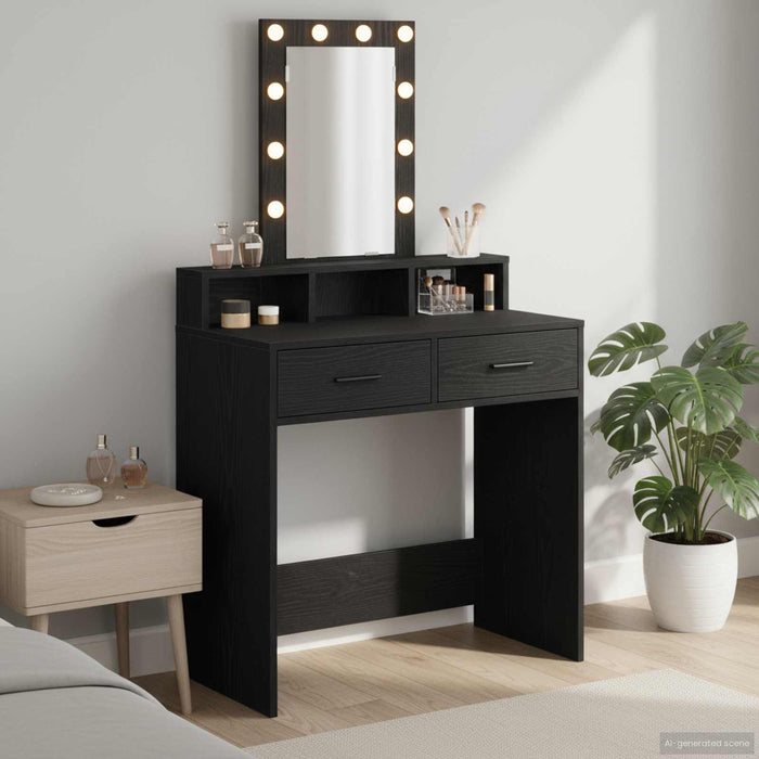 Masă de Machiaj cu sertar Negru 79 x 41 x 140 cm Lemn compozit - WALTI WALTI