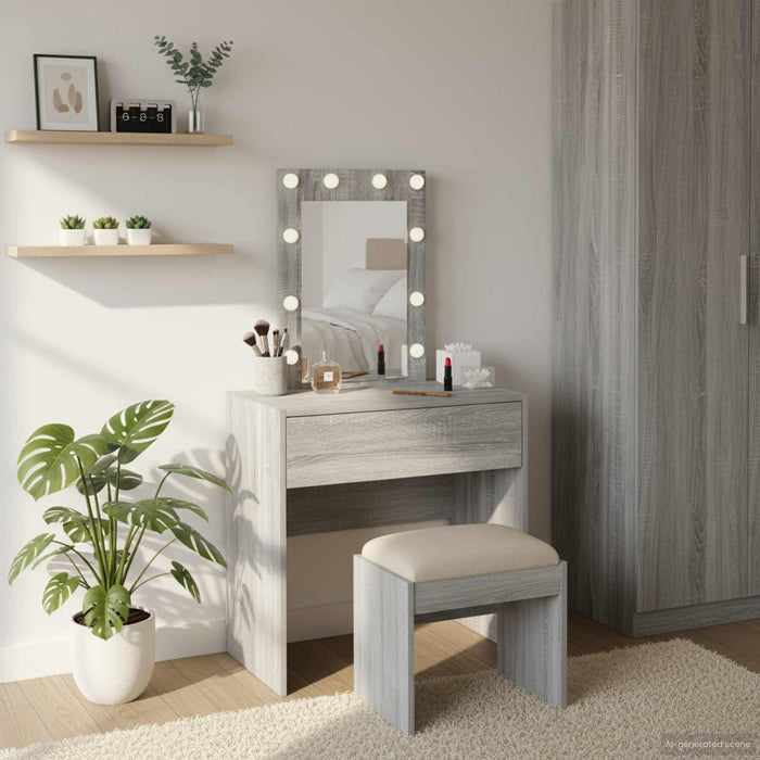 Masă de Machiaj cu sertar Gri 60 x 40 x 70 cm Lemn compozit - WALTI WALTI