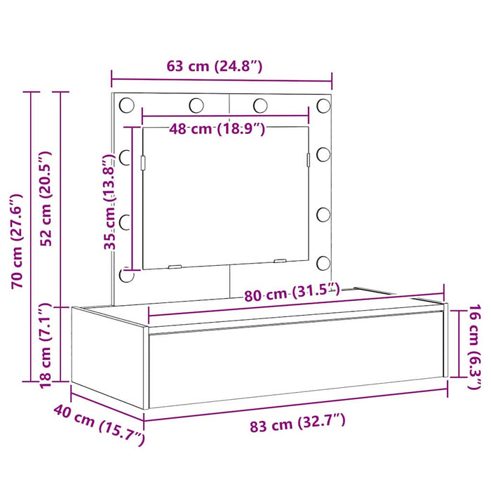 Masă de Machiaj cu sertar Maro 83 x 40 x 70 cm Lemn compozit - WALTI WALTI