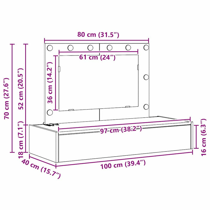 Masă de Machiaj cu sertar Maro 100 x 40 x 70 cm Lemn compozit - WALTI WALTI