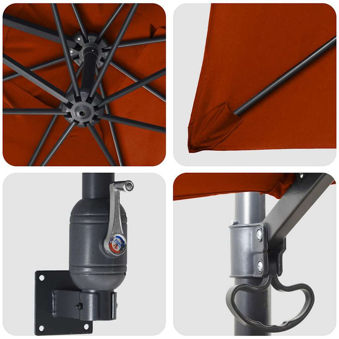 Parasol de Grădină Roșu, Negru 248.5 x 247.5 x 160 cm - WALTI WALTI