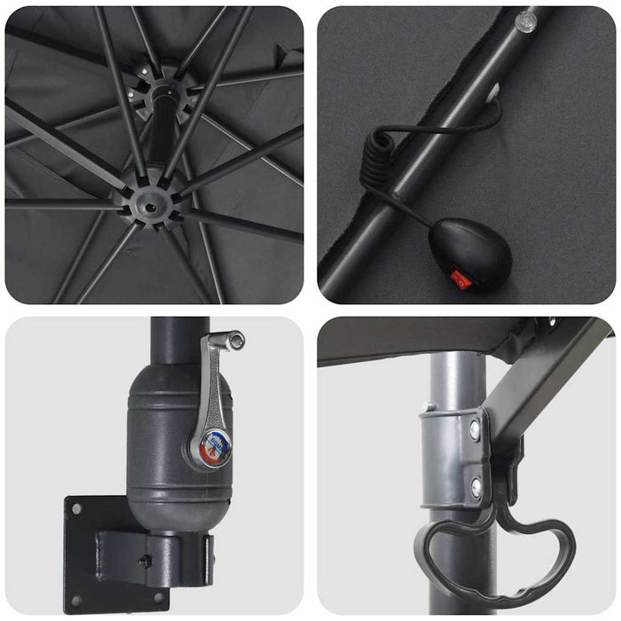 Parasol de Grădină Antracit 248.5 x 247.5 x 160 cm țesătură - WALTI WALTI