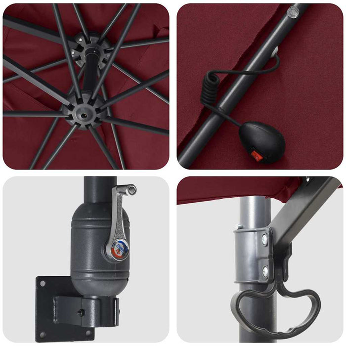 Parasol de Grădină Roșu bordo 248.5 x 247.5 x 160 cm țesătură - WALTI WALTI