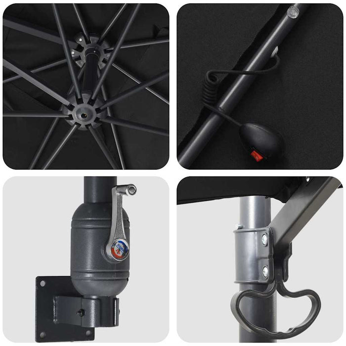 Parasol de Grădină Negru 248.5 x 247.5 x 160 cm țesătură - WALTI WALTI