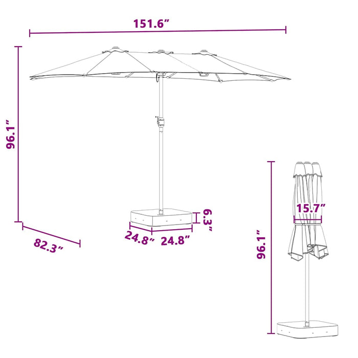 Parasol de Grădină Negru 385 x 209 x 244 cm țesătură - WALTI WALTI