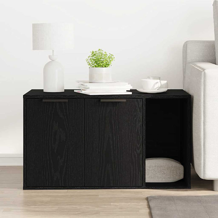 Litiera pentru pisici, împrejmuire, stejar negru, 80x50x45 cm, lemn stratificat - WALTI WALTI