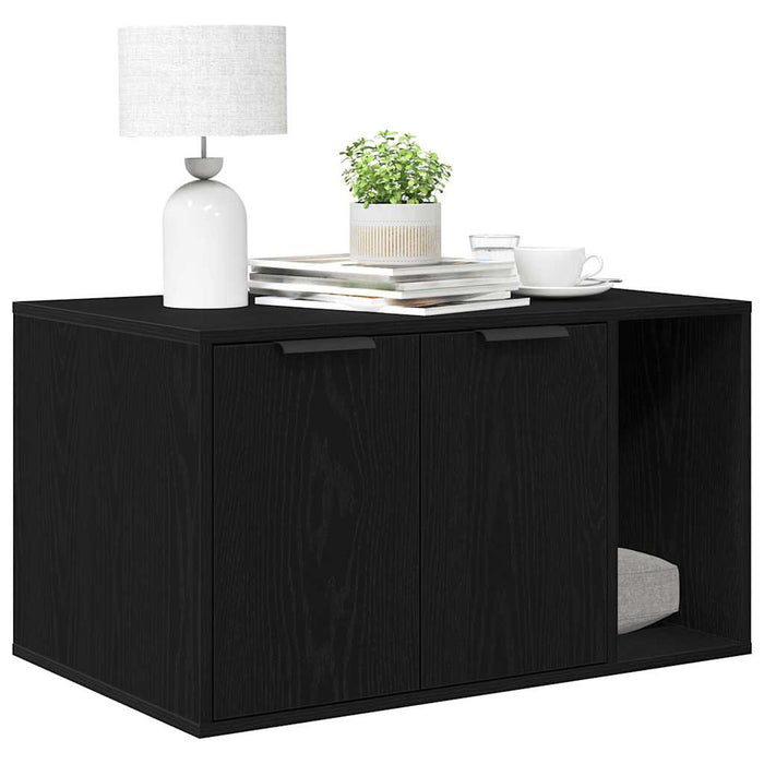 Litiera pentru pisici, împrejmuire, stejar negru, 80x50x45 cm, lemn stratificat - WALTI WALTI