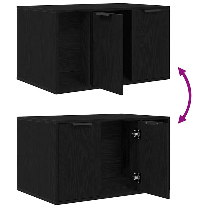 Litiera pentru pisici, împrejmuire, stejar negru, 80x50x45 cm, lemn stratificat - WALTI WALTI