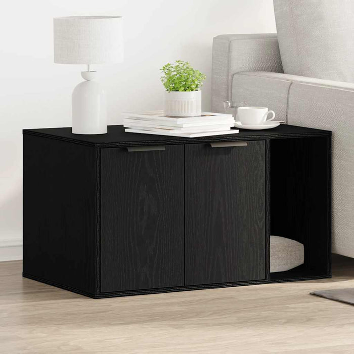 Litiera pentru pisici, împrejmuire, stejar negru, 80x50x45 cm, lemn stratificat - WALTI WALTI
