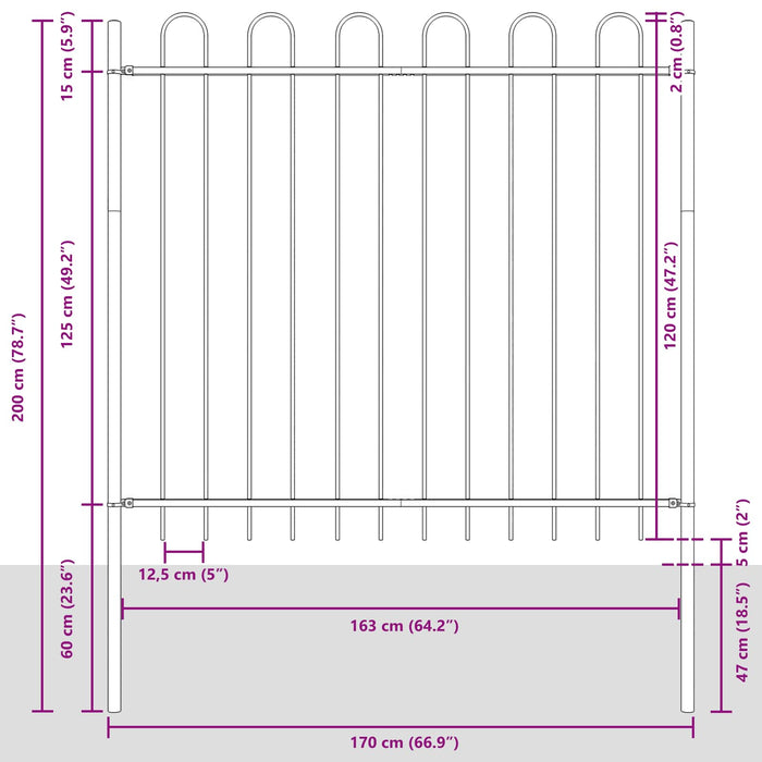 Gard de Grădină 2 pcs Alb 3,4 x 1,2 m Oțel acoperit cu pulbere - WALTI WALTI