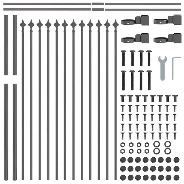 Gard de Grădină Gri 10.2 x 1 m Oțel vopsit în pulbere - WALTI WALTI