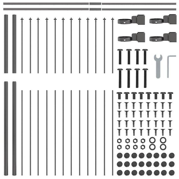Gard de Grădină 6 pcs Gri 10,2 x 1,5 m Oțel acoperit cu pulbere WALTI