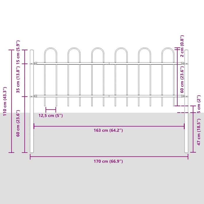 Gard de Grădină Gri 15.3 x 0.6 m Oțel vopsit în pulbere - WALTI WALTI