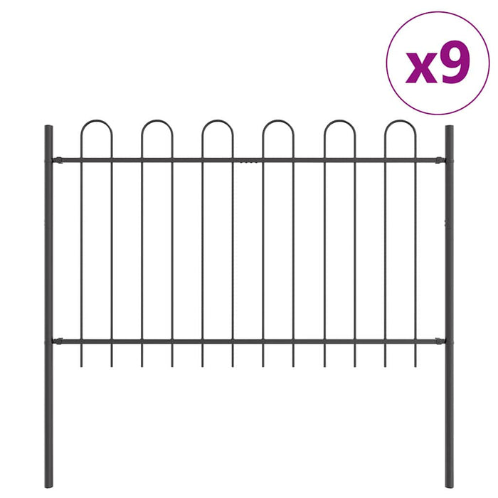 Gard de Grădină 9 pcs Gri 15,3 x 1,2 m Oțel acoperit cu pulbere - WALTI WALTI