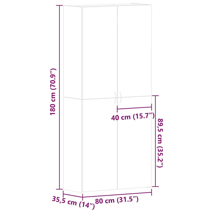 Dulap pentru pantofi cu raft Multicolour 80 x 35.5 x 180 cm - WALTI WALTI