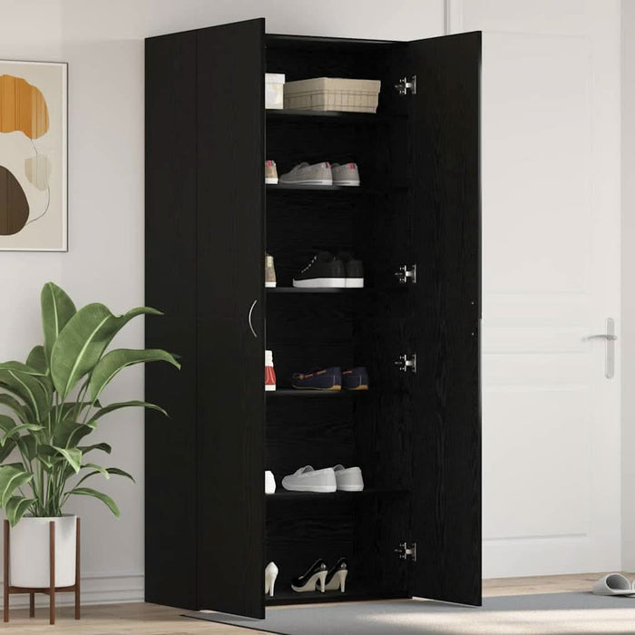 Dulap pentru pantofi Negru 80 x 35.5 x 180 cm Lemn compozit - WALTI WALTI