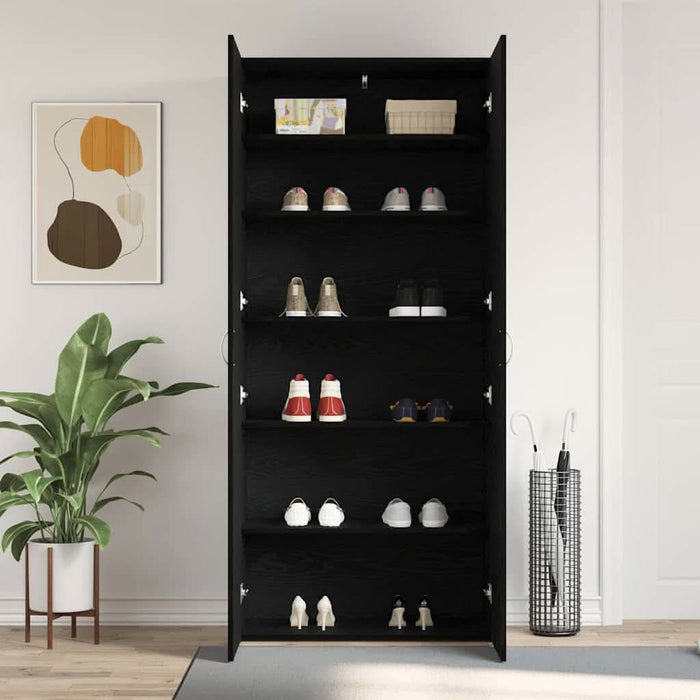 Dulap pentru pantofi Negru 80 x 35.5 x 180 cm Lemn compozit - WALTI WALTI