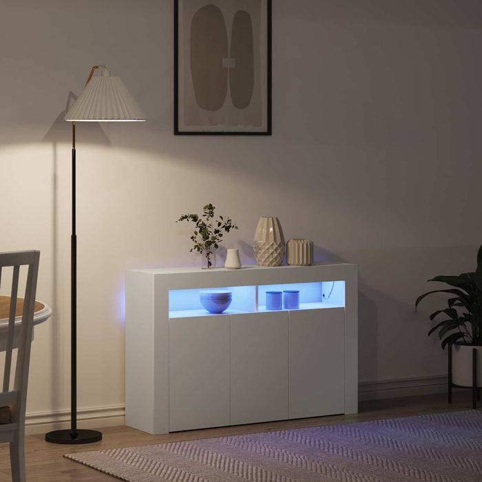 Bufet cu lumini cu bandă LED Alb 116 x 30 x 75 cm Lemn compozit WALTI