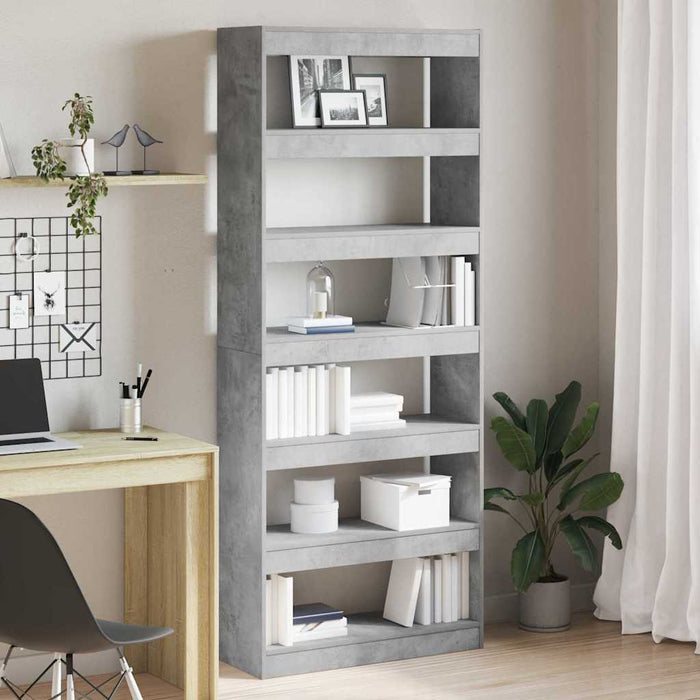Bibliotecă cu raft Gri beton 80 x 30 x 198 cm Lemn compozit - WALTI WALTI