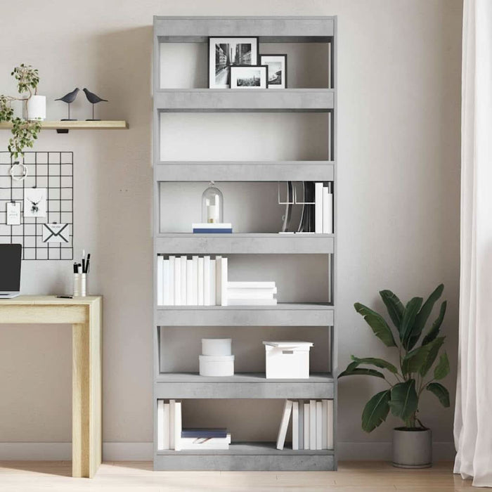 Bibliotecă cu raft Gri beton 80 x 30 x 198 cm Lemn compozit - WALTI WALTI