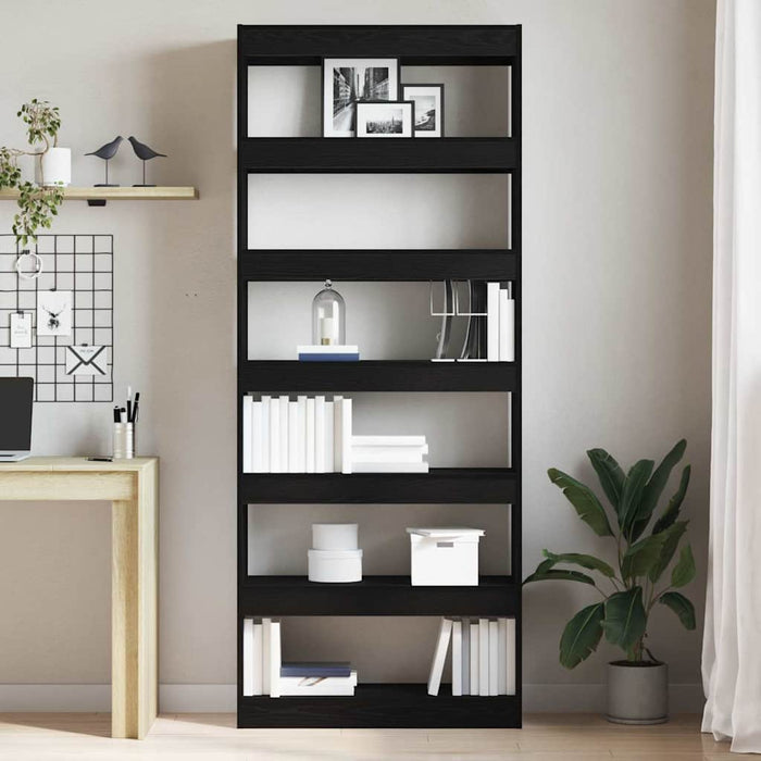Bibliotecă cu raft Stejar negru 80 x 30 x 198 cm Lemn compozit - WALTI WALTI