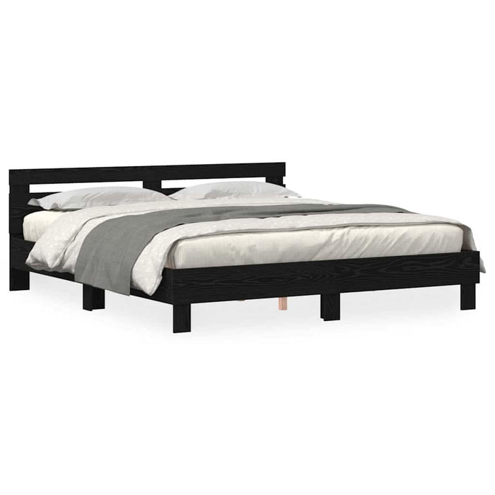 Cadru de pat Stejar negru 200 x 200 cm Lemn compozit - WALTI WALTI