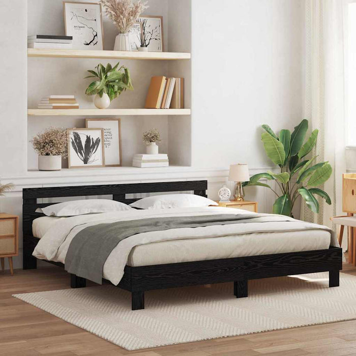 Cadru de pat Stejar Negru 180 x 200 cm Lemn prelucrat WALTI