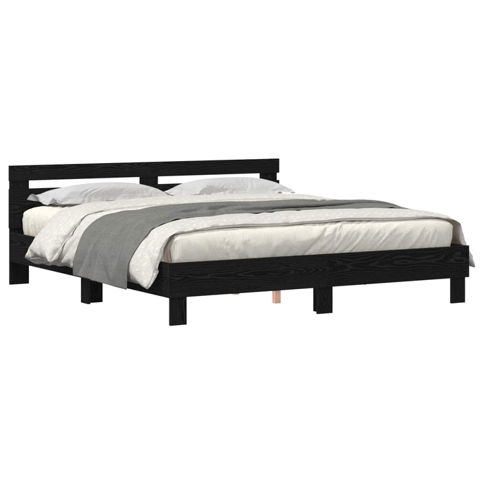 Cadru de pat Stejar Negru 180 x 200 cm Lemn prelucrat WALTI